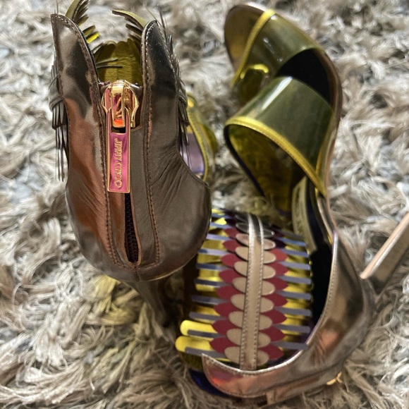 Jimmy Choo RARE metallic leather-trimmed - Picture 3 of 5